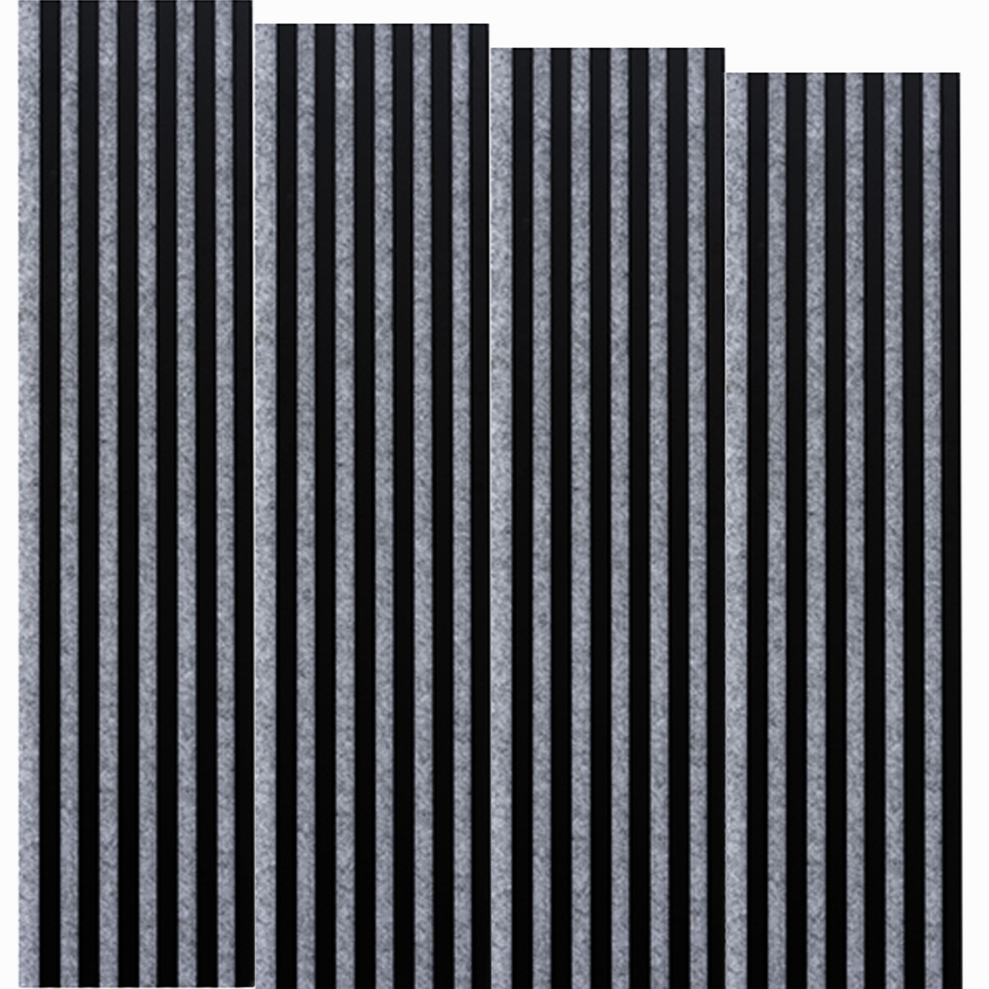 Marbet Design Woodline - Black Lamella Panel on Grey Felt - 2700 x 300 mm